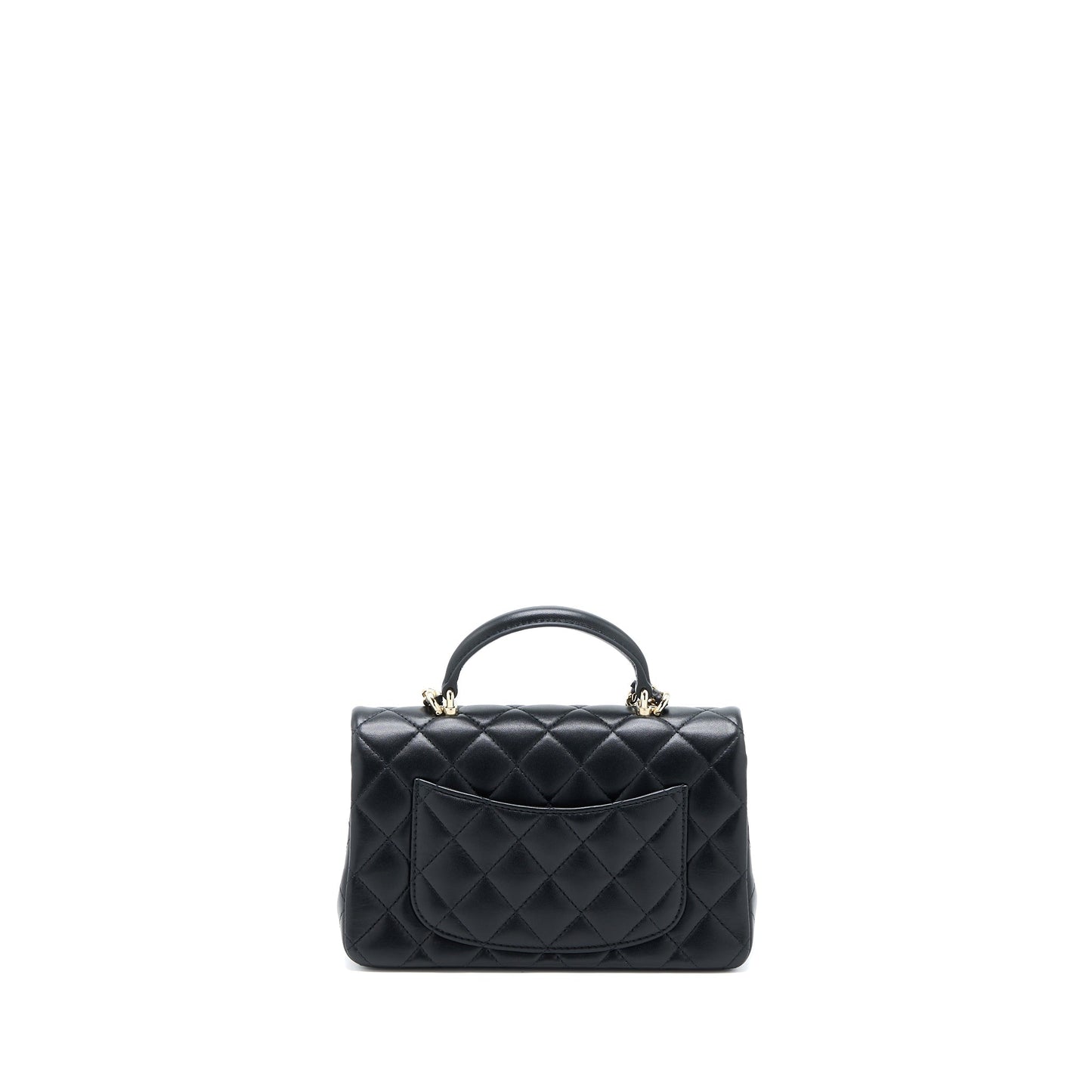 Chanel Top Handle Mini Rectangular Flap Bag Lambskin Black LGHW (Microchip)