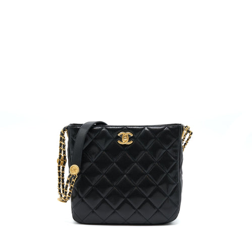Chanel 22A Twist Your Buttons Hobo Shoulder Bag Caviar Black GHW (Microchip)