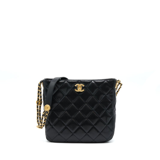 Chanel 22A Twist Your Buttons Hobo Shoulder Bag Caviar Black GHW (Microchip)