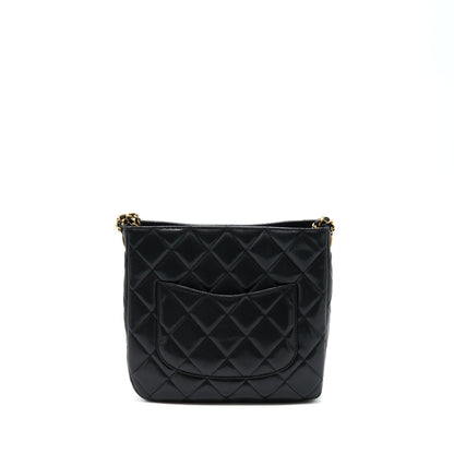 Chanel 22A Twist Your Buttons Hobo Shoulder Bag Caviar Black GHW (Microchip)