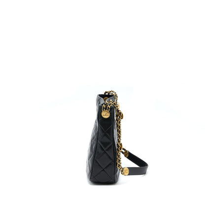 Chanel 22A Twist Your Buttons Hobo Shoulder Bag Caviar Black GHW (Microchip)