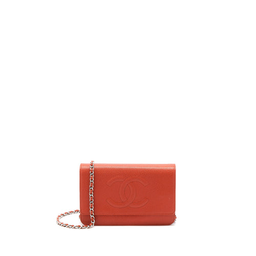 Chanel Wallet On Chain Caviar Orange Red SHW