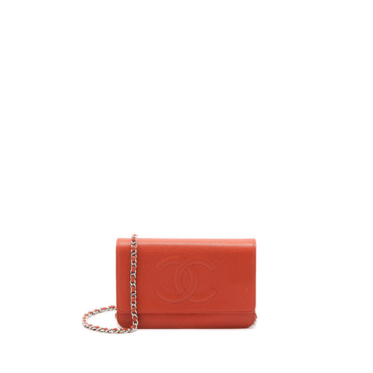 Chanel Wallet On Chain Caviar Orange Red SHW