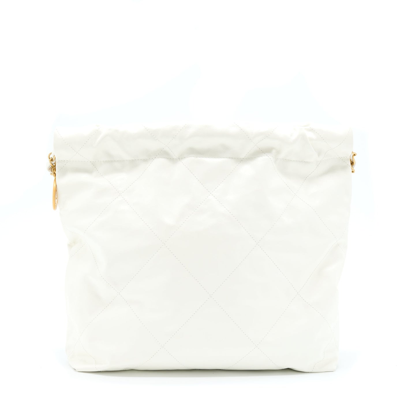 Chanel Small 22 Bag Shiny Calfskin White GHW (Microchip)