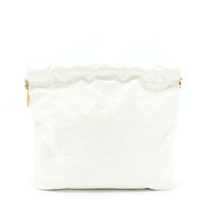 Chanel Small 22 Bag Shiny Calfskin White GHW (Microchip)