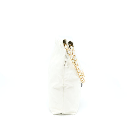 Chanel Small 22 Bag Shiny Calfskin White GHW (Microchip)