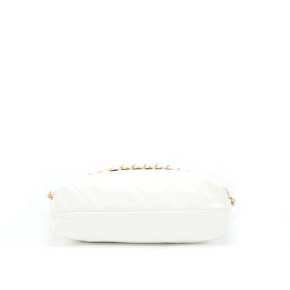 Chanel Small 22 Bag Shiny Calfskin White GHW (Microchip)