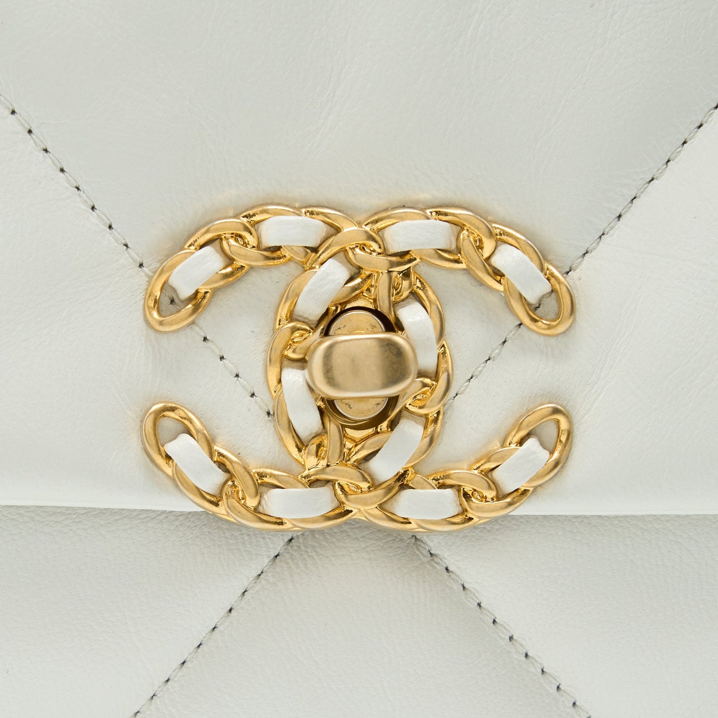 Chanel Small 19 Bag Goatskin White Multicolour Hardware