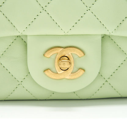 Chanel 22C Pearl Crush Mini Square Flap Bag Light Green