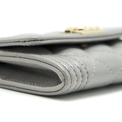 Chanel Boy Flap card holder Caviar light Grey LGHW