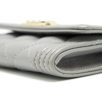 Chanel Boy Flap card holder Caviar light Grey LGHW
