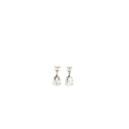 Chanel CC Logo With Strass Drop Silver Tone