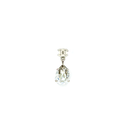 Chanel CC Logo With Strass Drop Silver Tone