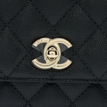 Chanel Mini Coco Handle Bag With Dark Red Handle Caviar Black LGHW(Microchip)