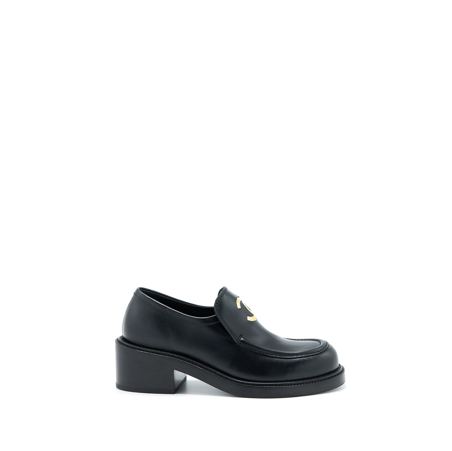 Chanel 22K Size 38 Loafer Leather Black GHW