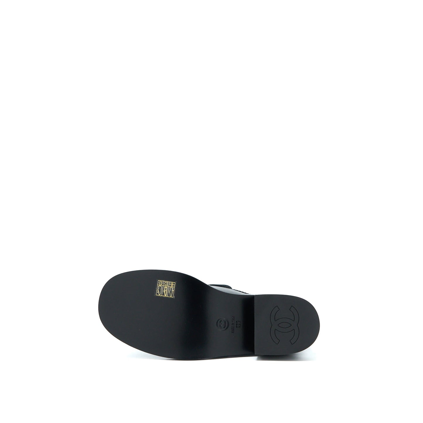 Chanel 22K Size 38 Loafer Leather Black GHW