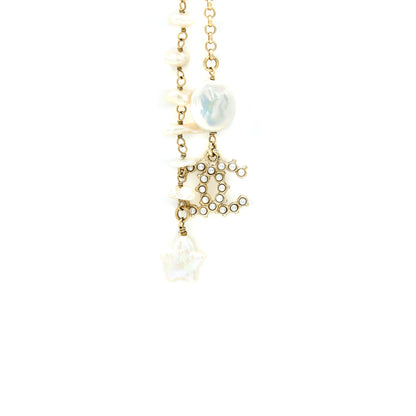 Chanel Pearl Drop Earring With CC Logo Light Gold Tone