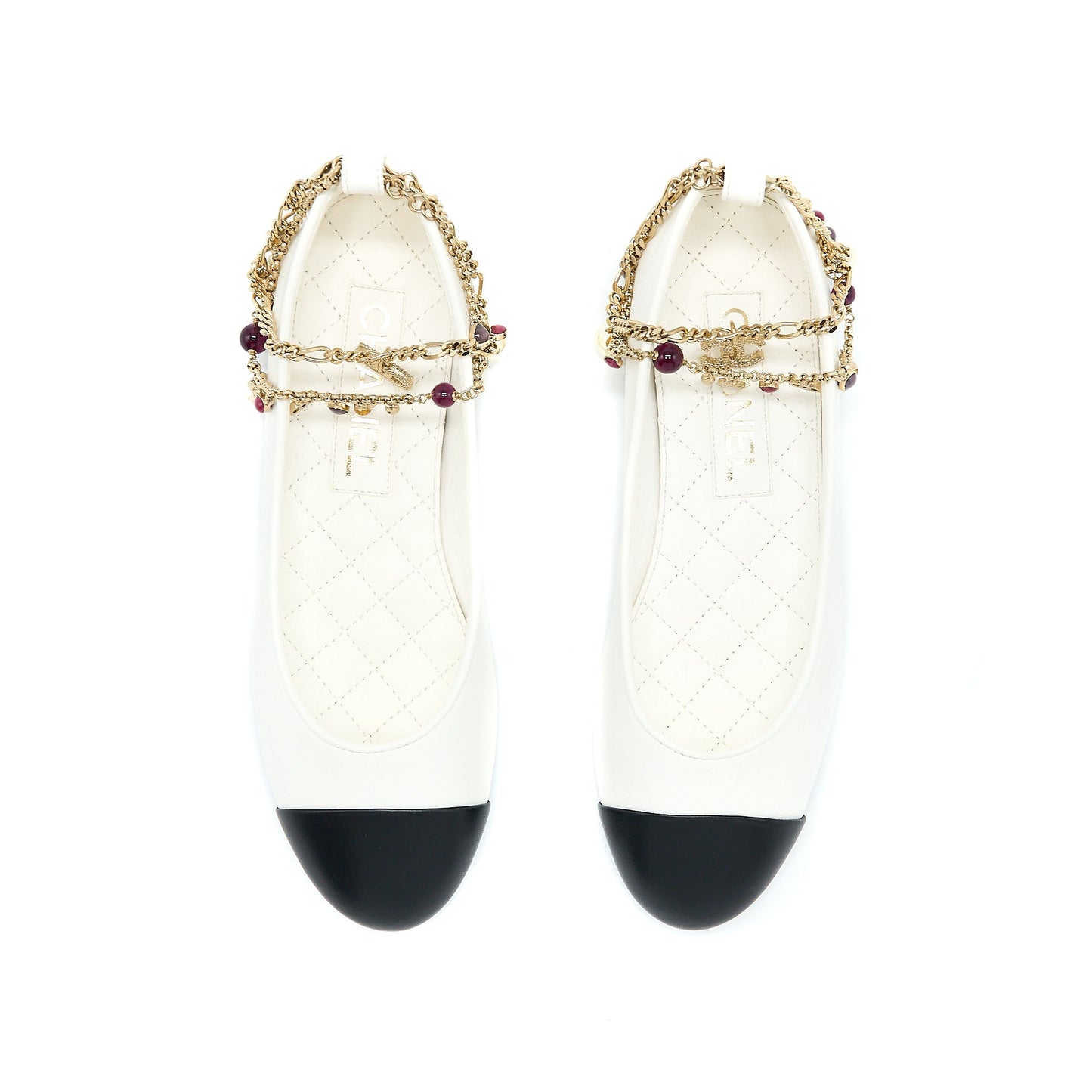 Chanel Size 36 Ballerina Shoes With Charm Chain