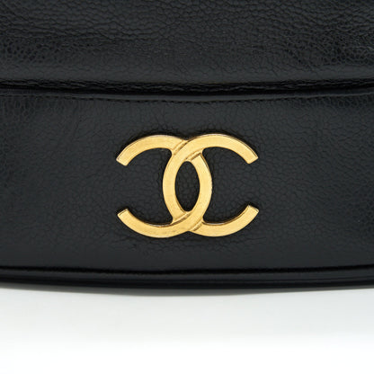 CHANEL Vintage CC Logo Pearl Crush Caviar Bucket Bag Black