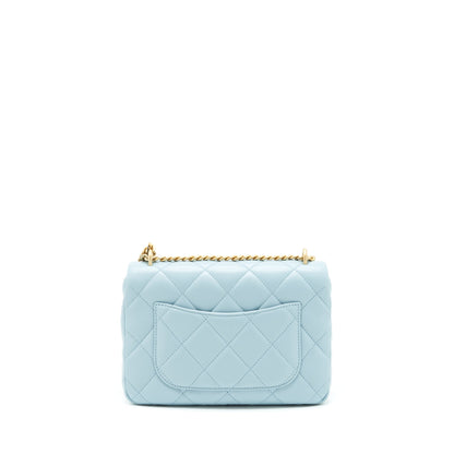 Chanel 22P Enemal Small Flap Bag Lambskin Light Blue Gold/Blue Hardware
