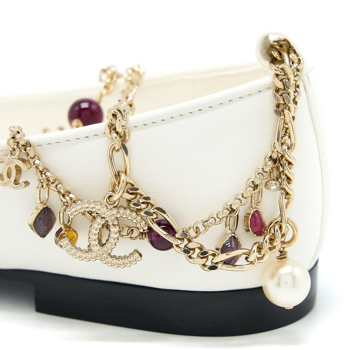 Chanel Size 36 Ballerina Shoes With Charm Chain
