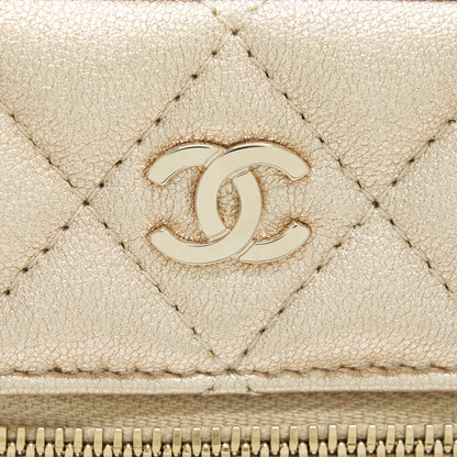 Chanel Classic Vanity Phone Holder With Chain Lambskin Gold GHW