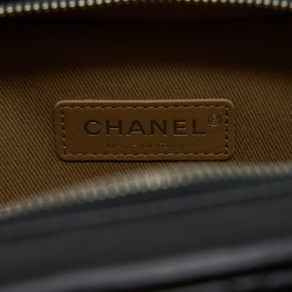 Chanel Quilted Vertical Top Handle Bag Calfskin Black SHW