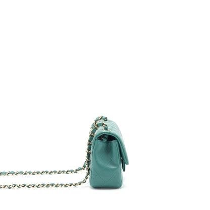 Chanel 21A Mini Rectangular Flap Bag Lambskin Light green LGHW (Microchip)