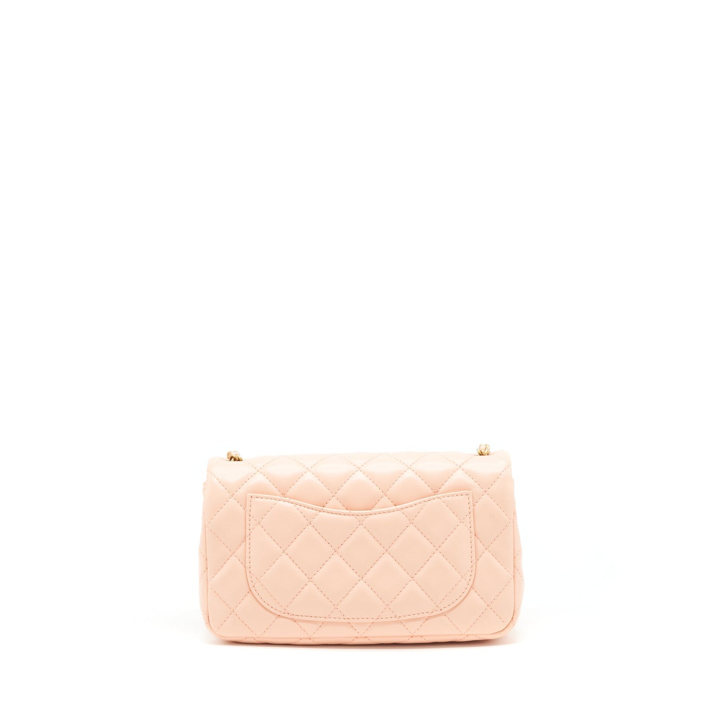 Chanel 22C Pearl Crush Mini Rectangular Flap Bag Lambskin Light Orange / Peach GHW