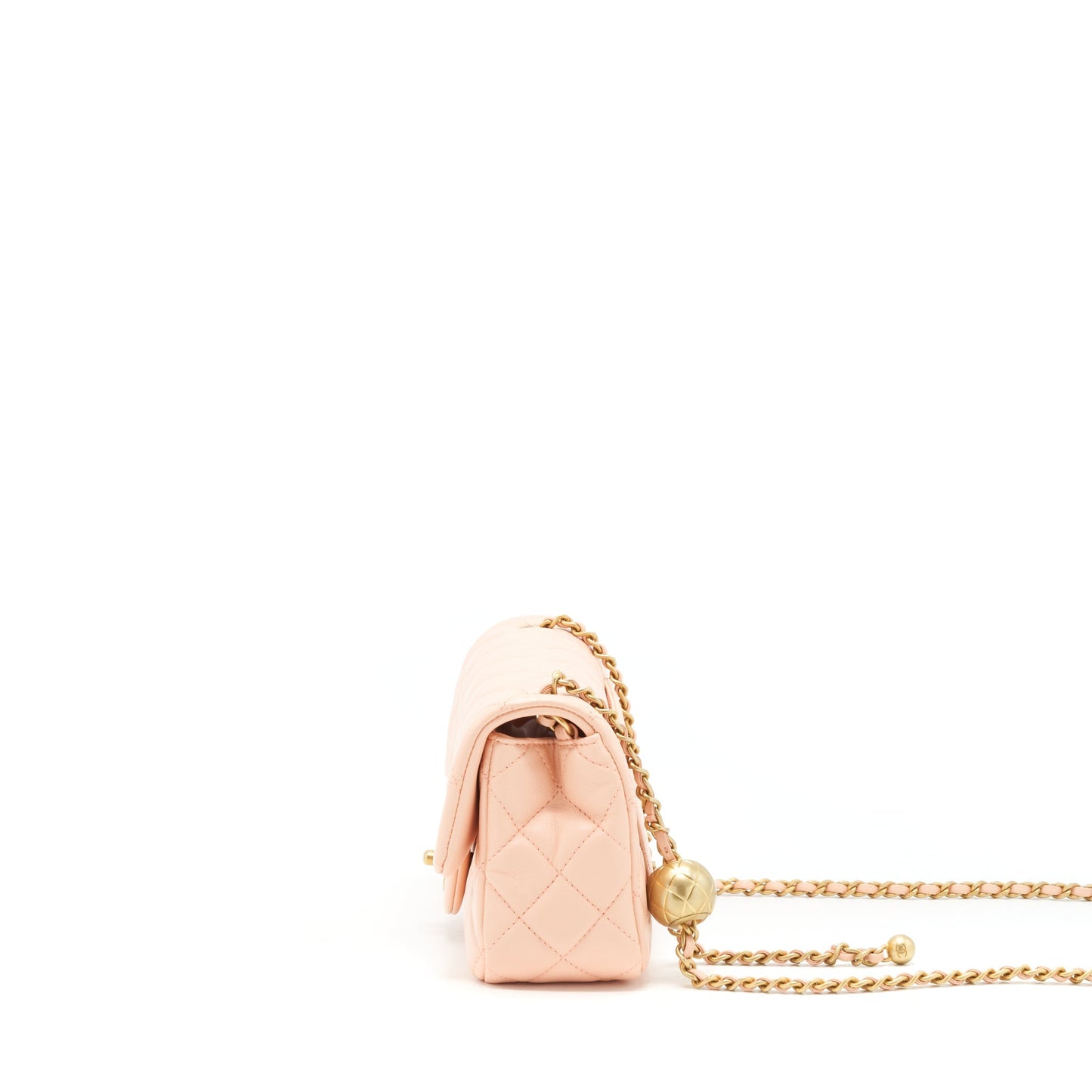 Chanel 22C Pearl Crush Mini Rectangular Flap Bag Lambskin Light Orange / Peach GHW