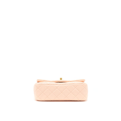 Chanel 22C Pearl Crush Mini Rectangular Flap Bag Lambskin Light Orange / Peach GHW