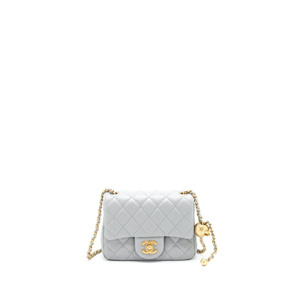 Chanel 21B Pearl Crush mini square Flap Bag grey GHW