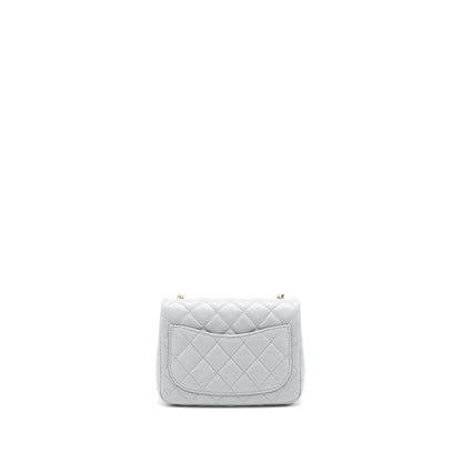 Chanel 21B Pearl Crush mini square Flap Bag grey GHW