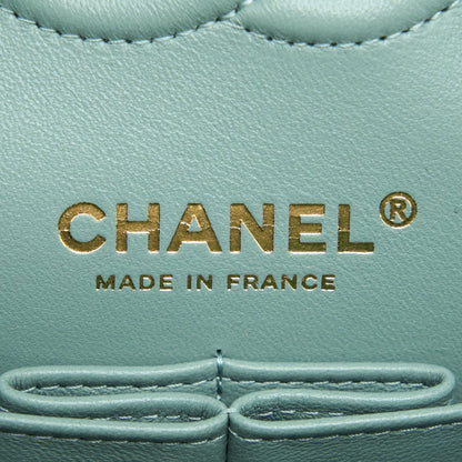 Chanel 22C Small Classic Double Flap Bag Caviar NG124 Greyish Green LGHW (Microchip)