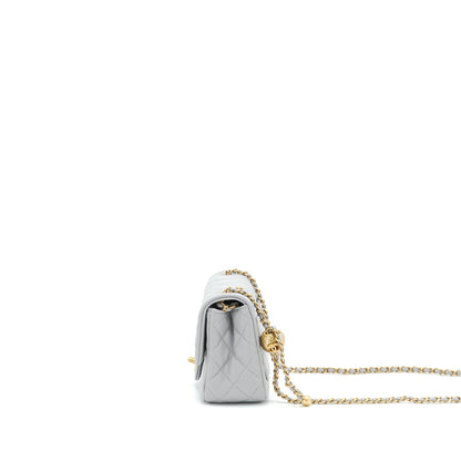 Chanel 21B Pearl Crush mini square Flap Bag grey GHW