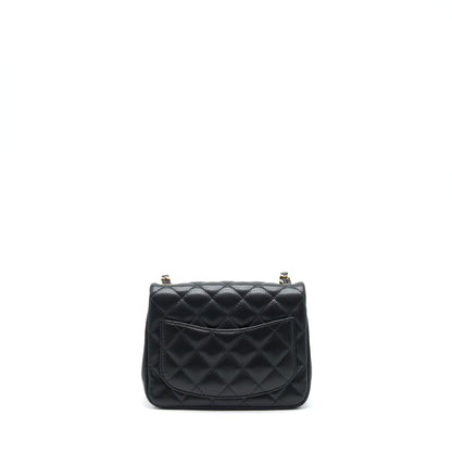 Chanel Mini Square Flap Bag Lambskin Black LGHW (Microchip)