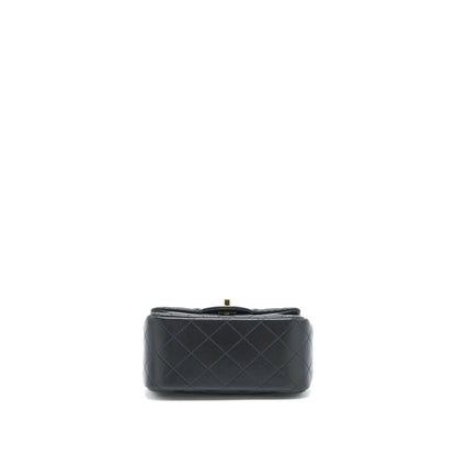 Chanel Mini Square Flap Bag Lambskin Black LGHW (Microchip)