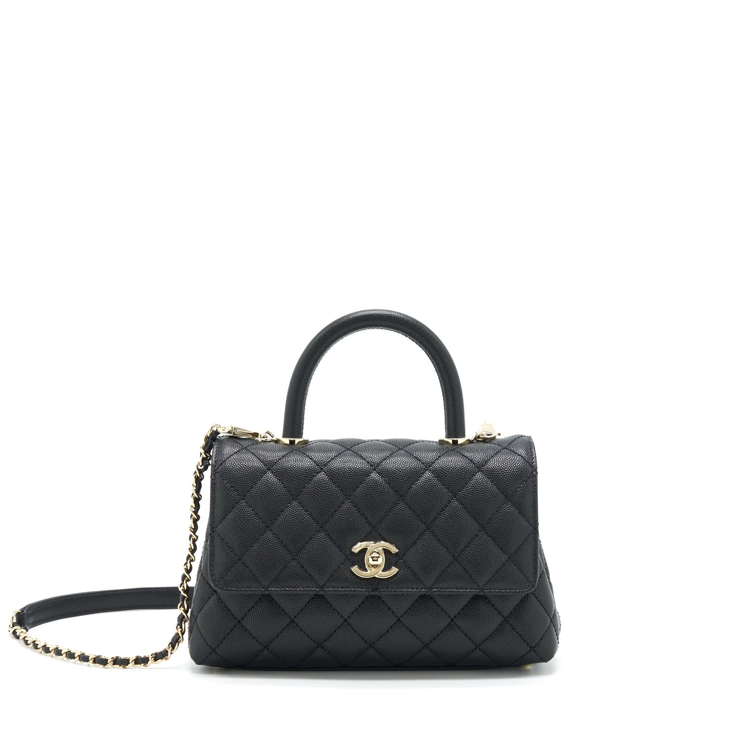 Chanel 22P Small Coco Handle Caviar Black LGHW (Microchip)