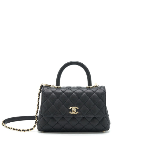 Chanel 22P Small Coco Handle Caviar Black LGHW (Microchip)