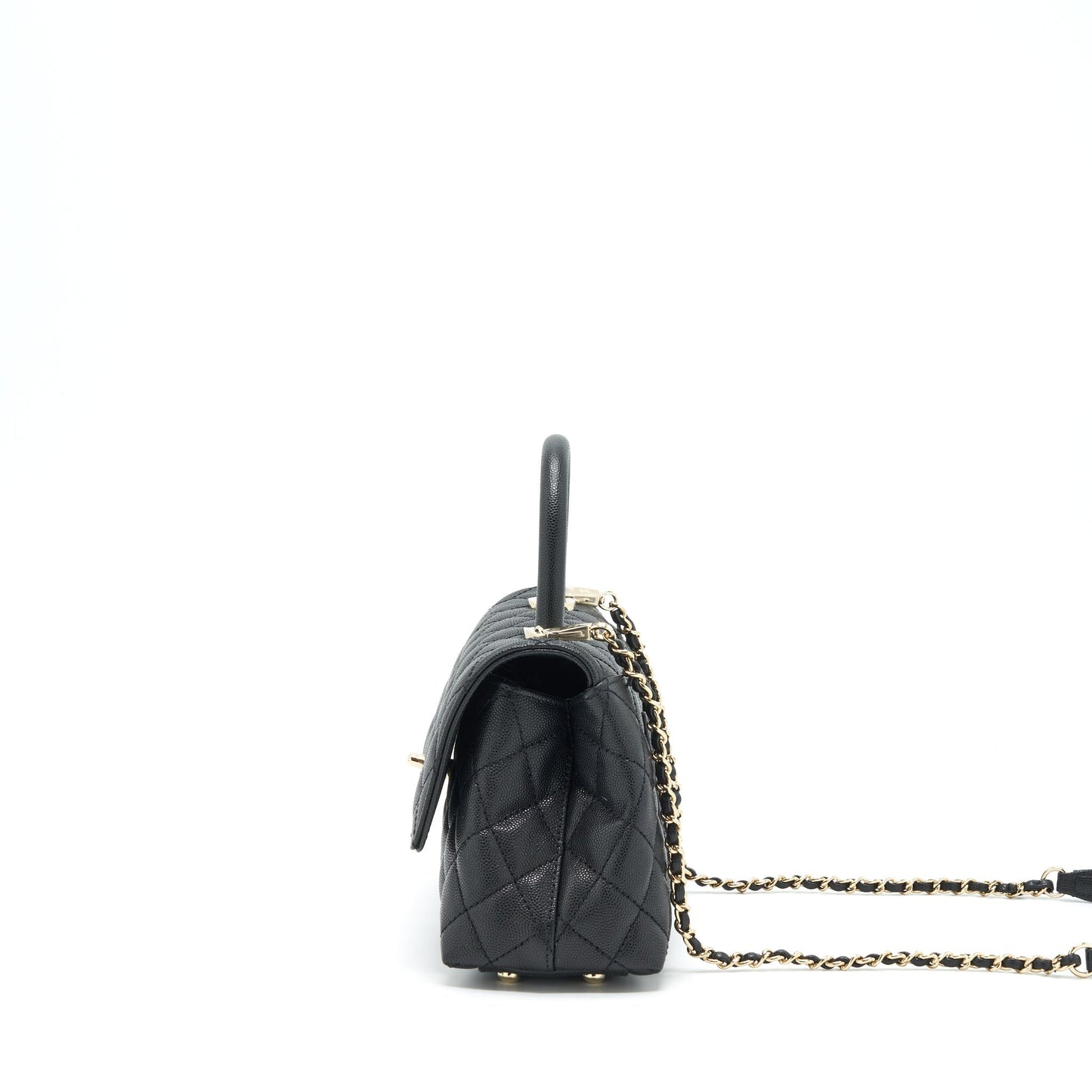 Chanel 22P Small Coco Handle Caviar Black LGHW (Microchip)
