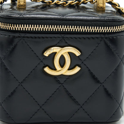 Chanel 21A Gold Crush Mini Vanity Case Calfskin Black GHW