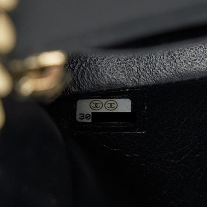 Chanel Mini Rectangular Flap Bag With Bag Charms Giant Chains Lambskin Black GHW