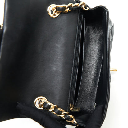 Chanel Mini Rectangular Flap Bag With Bag Charms Giant Chains Lambskin Black GHW