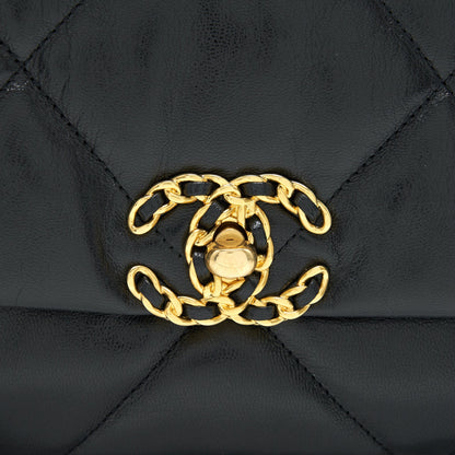 Chanel 19 Small in Black Goatskin Leather