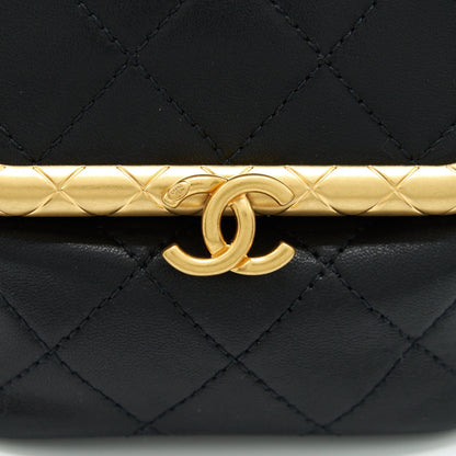 Chanel 20A Kiss-Lock Mini Vanity Flap Bag Calfskin Black GHW