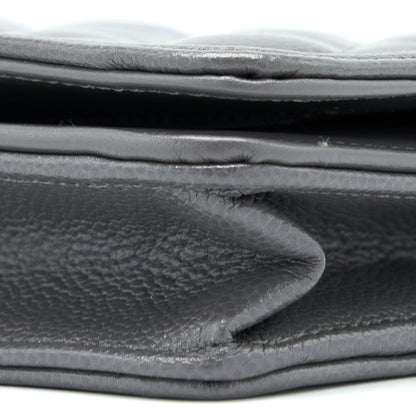 Chanel 22A Boy Wallet On Chain Grained Calfskin Dark Grey Brushed GHW (Microchip)