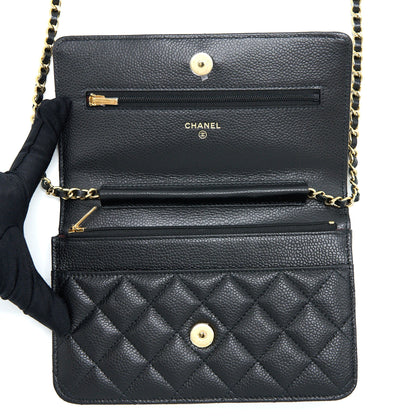 Chanel Classic Wallet On Chain Caviar Black GHW(Microchip)