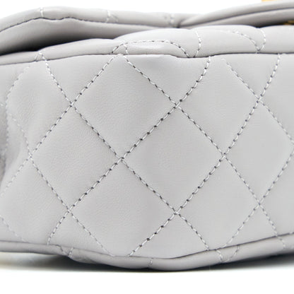 Chanel 22B Pearl Crush Mini Rectangular Flap Bag Lambskin Light Grey GHW(Microchip)