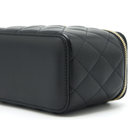 Chanel 22S Pearl Crush Long Vanity With Chain Lambskin Black GHW