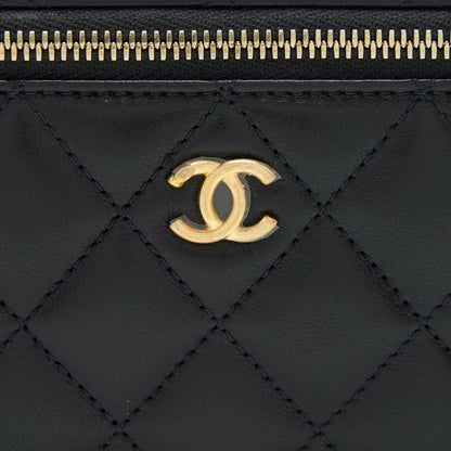 Chanel 22S Pearl Crush Long Vanity With Chain Lambskin Black GHW